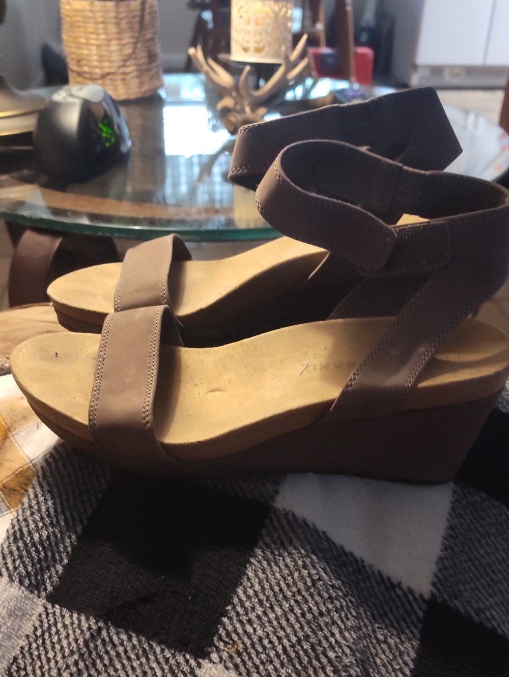 Women's Lucky Brand Tan Wedge Sandals with Ankle Strap